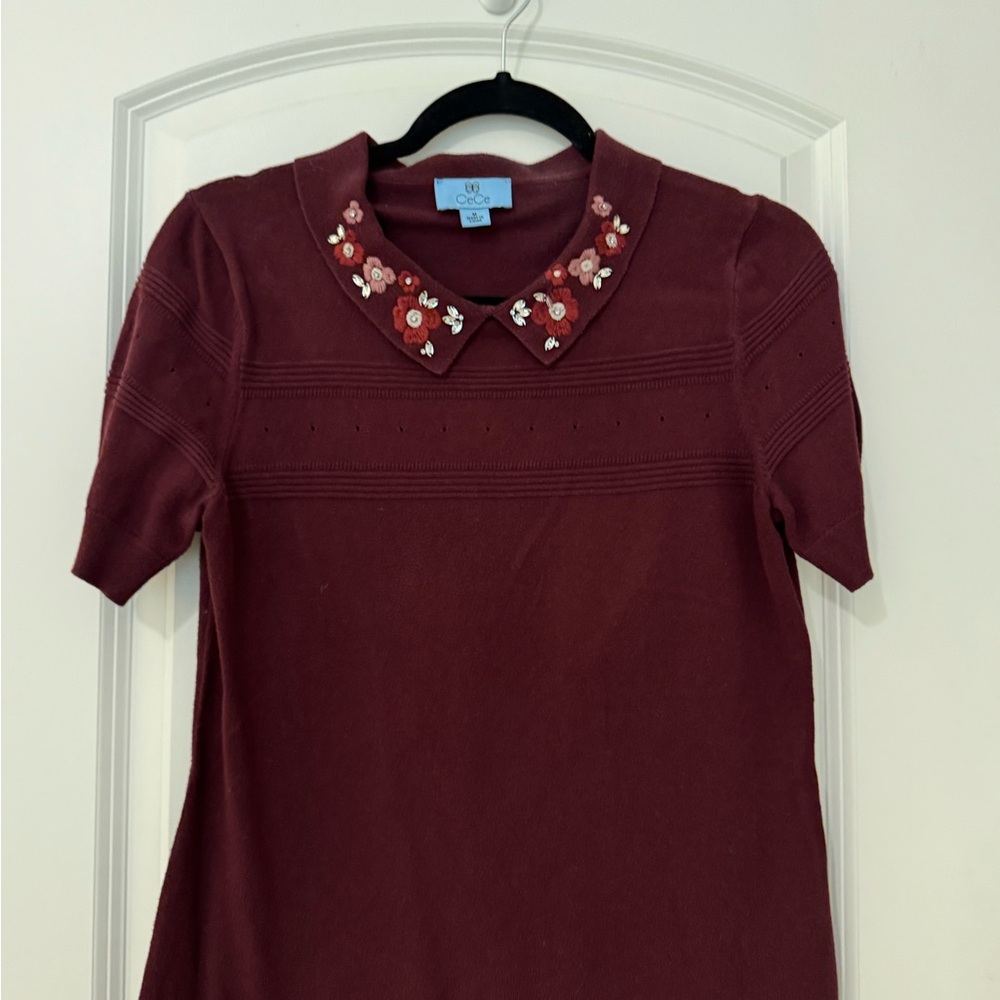CeCe Maroon Knit Top